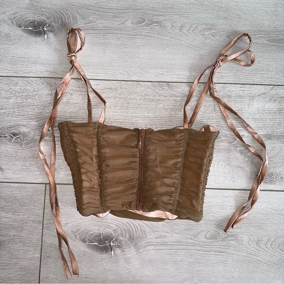 NWOT MISTRESS ROCKS Darling Camel Gathered Corset Top - Picture 9 of 10